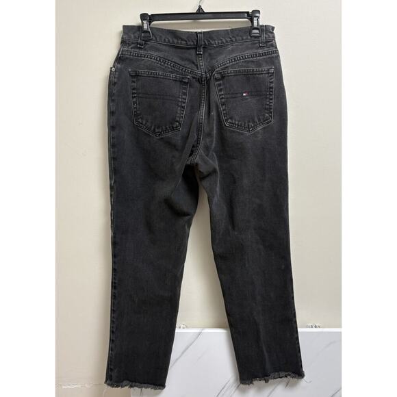 Tommy Hilfiger Women's Jeans Black Size 30x27 High Rise Raw Hem Grunge Y2K - Picture 2 of 12